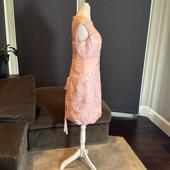 Women’s Pink Tea Length Mother of the Bride Groom Corset Back Dress Size 10 NWOT - Picture 5 of 15